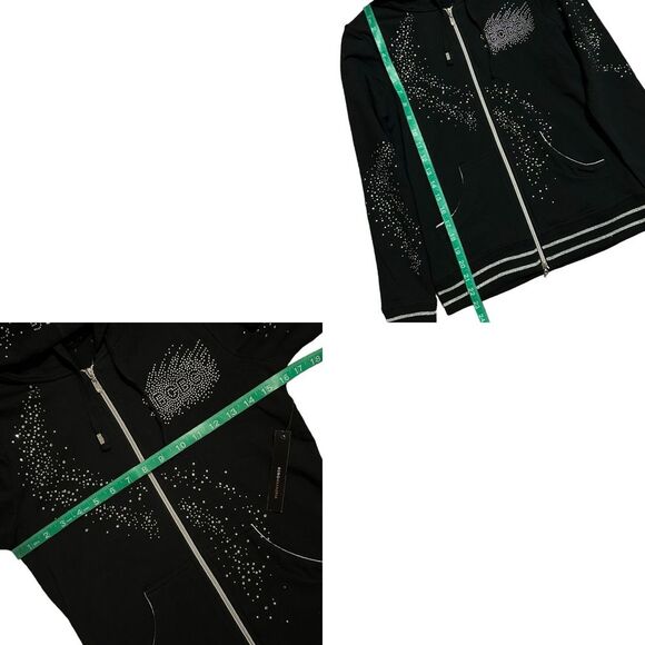 BCBGMAXAZRIA NWT ($280) 2pc Rhinestone Zip Up Hoodie/Pant Tracksuit - Picture 15 of 16